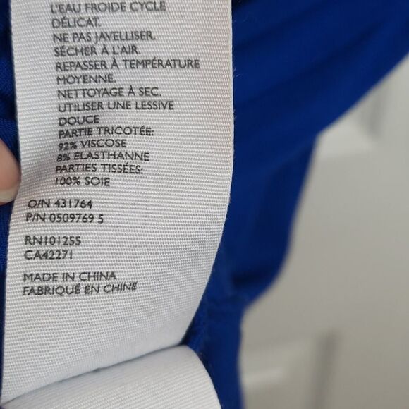 COS Oversized Lagenlook Blue Silk Mix Media Midi Dress Sz XS - Picture 9 of 11